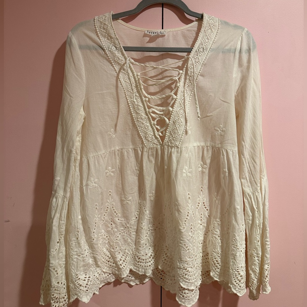 White eyelet coverup tunic